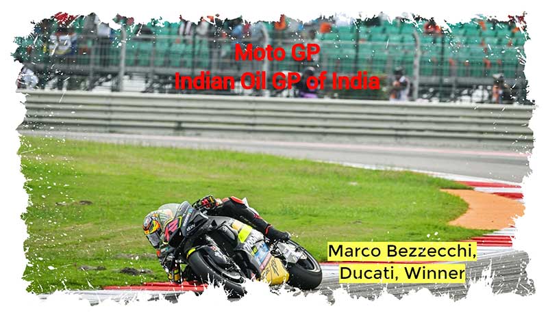 MotoGP, Marco Bezzecchi en démonstration, Bagnaia à terre en Inde